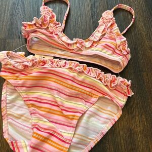 Infant Striped Ruffle Swim